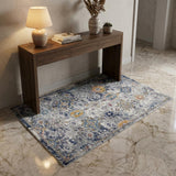 3' X 5' Blue Gray And Rust Geometric Area Rug