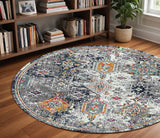 8' X 8' Blue Gray And Rust Area Rug