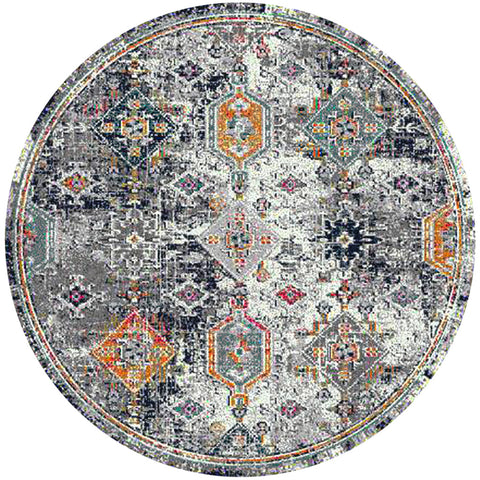 8' X 8' Blue Gray And Rust Area Rug