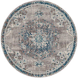 8' X 8' Teal Gray And Ivory Area Rug