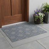 2' X 3' Gray and Blue Geometric Stain Resistant Indoor Outdoor Area Rug