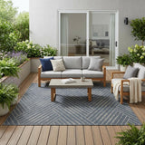 5' X 8' Gray and Blue Geometric Stain Resistant Indoor Outdoor Area Rug