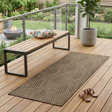 8' Runner Beige Geometric Stain Resistant Indoor Outdoor Runner Rug