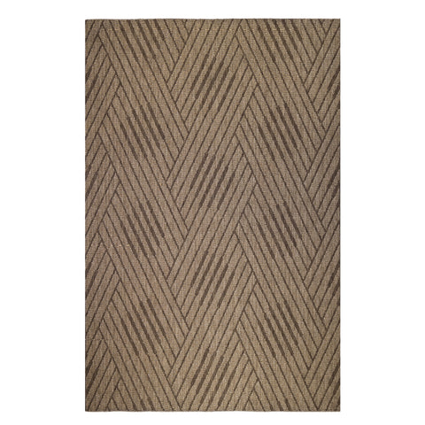 5' X 8' Beige Geometric Stain Resistant Indoor Outdoor Area Rug