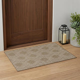 2' X 3' Beige Geometric Stain Resistant Indoor Outdoor Area Rug