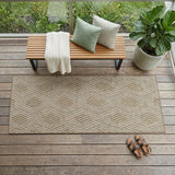 8' Runner Beige Geometric Stain Resistant Indoor Outdoor Runner Rug