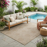5' X 8' Beige Geometric Stain Resistant Indoor Outdoor Area Rug