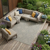 8' x 10' Gray Geometric Stain Resistant Indoor Outdoor Area Rug