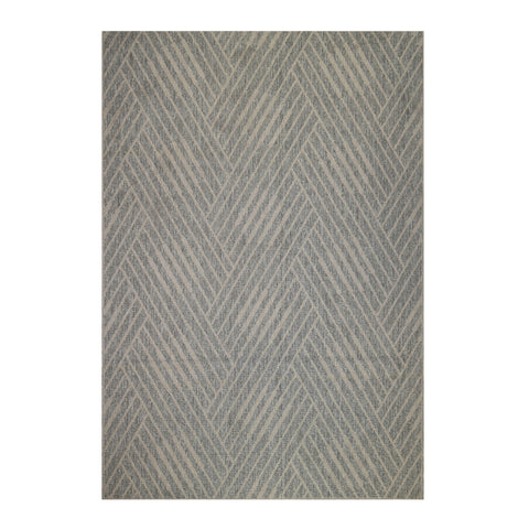 8' Runner Gray Geometric Stain Resistant Indoor Outdoor Runner Rug