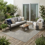 5' X 8' Gray Geometric Stain Resistant Indoor Outdoor Area Rug