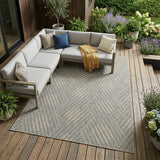 6' X 9' Gray Geometric Stain Resistant Indoor Outdoor Area Rug