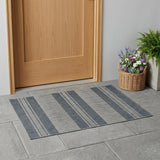 2' X 3' Blue and Gray Striped Stain Resistant Indoor Outdoor Area Rug