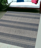 6' X 9' Blue and Gray Striped Stain Resistant Indoor Outdoor Area Rug