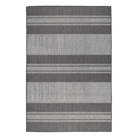 6' X 9' Blue and Gray Striped Stain Resistant Indoor Outdoor Area Rug