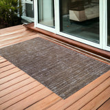2' X 3' Brown and Ivory Striped Stain Resistant Indoor Outdoor Area Rug