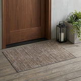 2' X 3' Brown and Ivory Striped Stain Resistant Indoor Outdoor Area Rug
