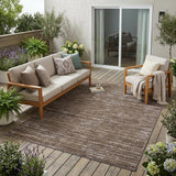 5' X 8' Brown and Ivory Striped Stain Resistant Indoor Outdoor Area Rug