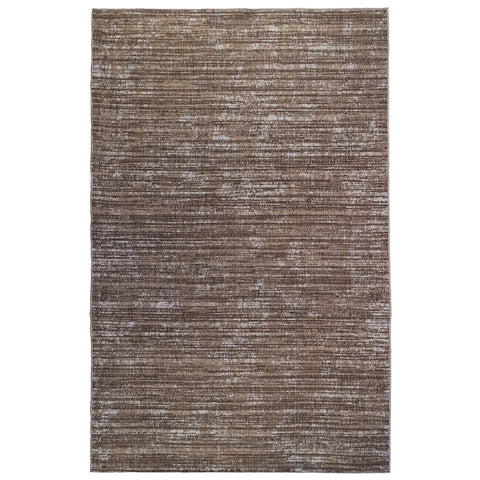 6' X 9' Brown and Ivory Striped Stain Resistant Indoor Outdoor Area Rug