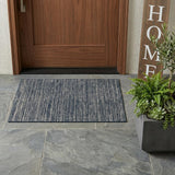 2' X 3' Gray and Blue Striped Stain Resistant Indoor Outdoor Area Rug