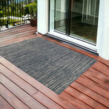 2' X 3' Gray and Blue Striped Stain Resistant Indoor Outdoor Area Rug
