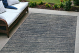 4' X 6' Gray and Blue Striped Stain Resistant Indoor Outdoor Area Rug