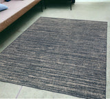 5' X 8' Gray and Blue Striped Stain Resistant Indoor Outdoor Area Rug