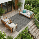 8' X 10' Brown and Ivory Striped Stain Resistant Indoor Outdoor Area Rug