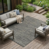 6' X 9' Brown and Ivory Striped Stain Resistant Indoor Outdoor Area Rug