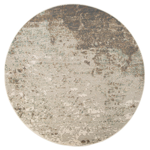 8' Gray And Ivory Abstract Round Rug