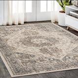 5' X 8' Gray And Beige Medallion Area Rug