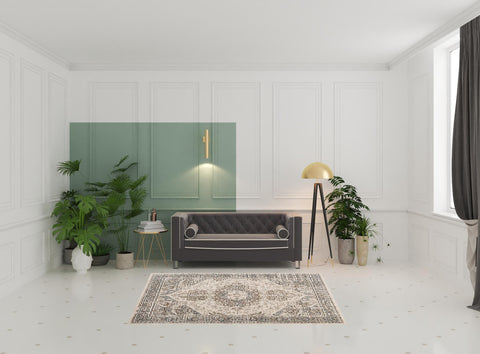 8' Gray And Beige Medallion Round Rug