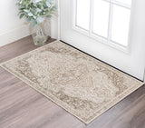 2' X 3' Cream And Brown Medallion Area Rug