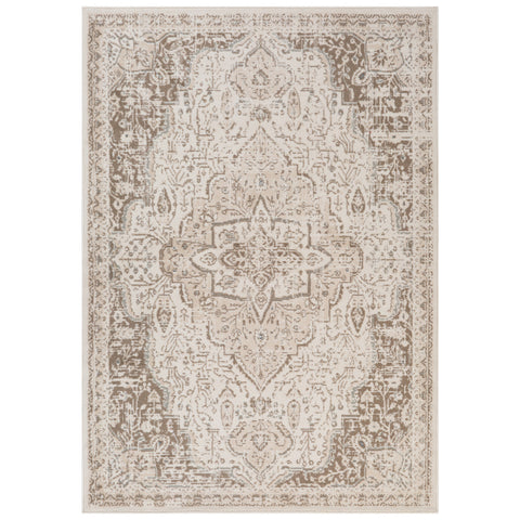 2' X 3' Cream And Brown Medallion Area Rug