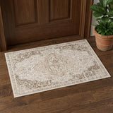 2' X 3' Cream And Brown Medallion Area Rug