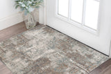 2' X 3' Ivory Brown And Green Abstract Area Rug