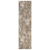 10' Gray and Light Brown Abstract Power Loom Runner Rug