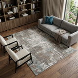 8' X 10' Ivory Brown And Green Abstract Area Rug