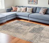 6' X 9' Gray And Sand Abstract Area Rug