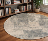 8' Gray And Sand Abstract Round Rug