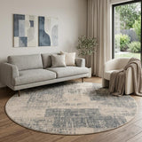 8' Gray And Sand Abstract Round Rug
