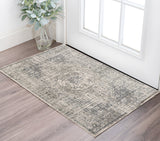 2' X 3' Gray And Ivory Medallion Area Rug