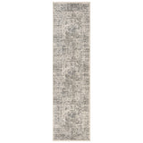 10' Medium Gray and Ivory Medallion Power Loom Runner Rug
