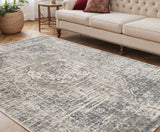 5' X 8' Gray And Ivory Medallion Area Rug