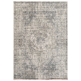 6' X 9' Gray And Ivory Medallion Area Rug