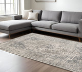 8' X 10' Gray And Ivory Medallion Area Rug