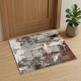 2' X 3' Ivory Gray and Rust Abstract Power Loom Area Rug