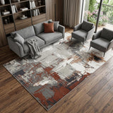 8' X 10' Ivory Gray and Rust Abstract Power Loom Area Rug