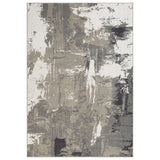 2' X 3' Ivory Black and Gray Abstract Power Loom Area Rug