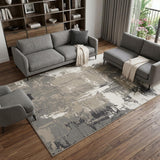 8' X 10' Ivory Black and Gray Abstract Power Loom Area Rug