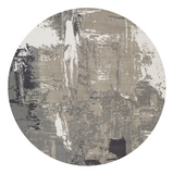 8' Ivory Black And Gray Abstract Round Rug